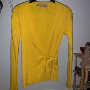 ASOS yellow wrap front sweater